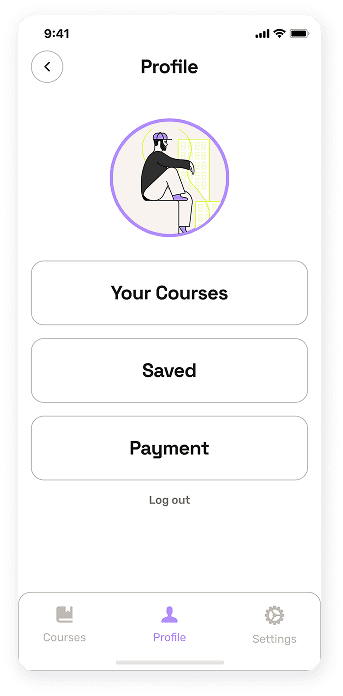 UI design of the EasyCoursy app-s profile screen