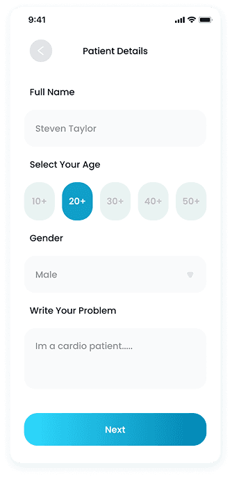 UI design of the E-Doctor app-s patient details screen