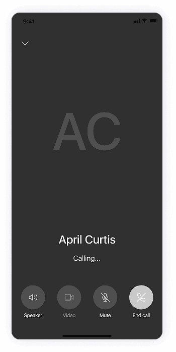 Wireframe of Splash app-s call screen