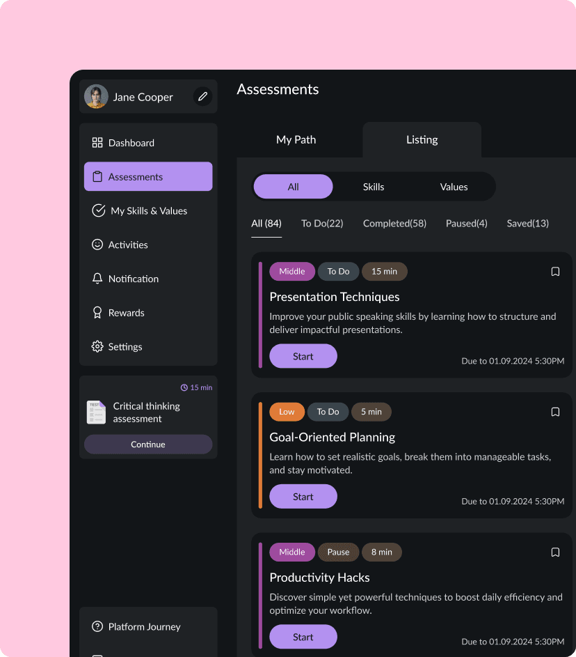 SkillForge dashboard feature
