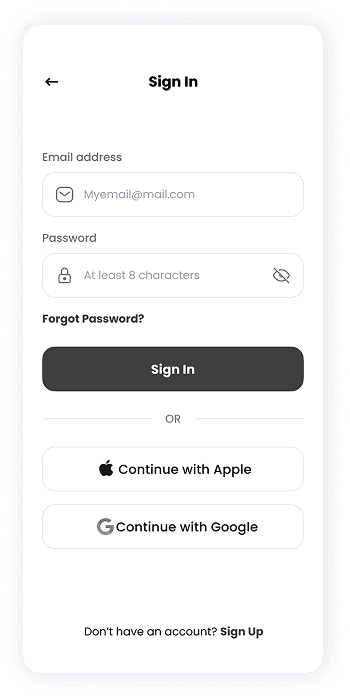 NFT Store sign-in dashboard wireframe