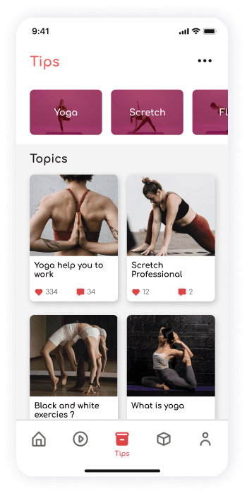 UI design of ShareFit app tips screen