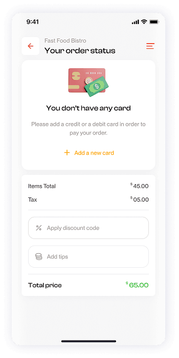 Have Meal app payment setup screen UI design