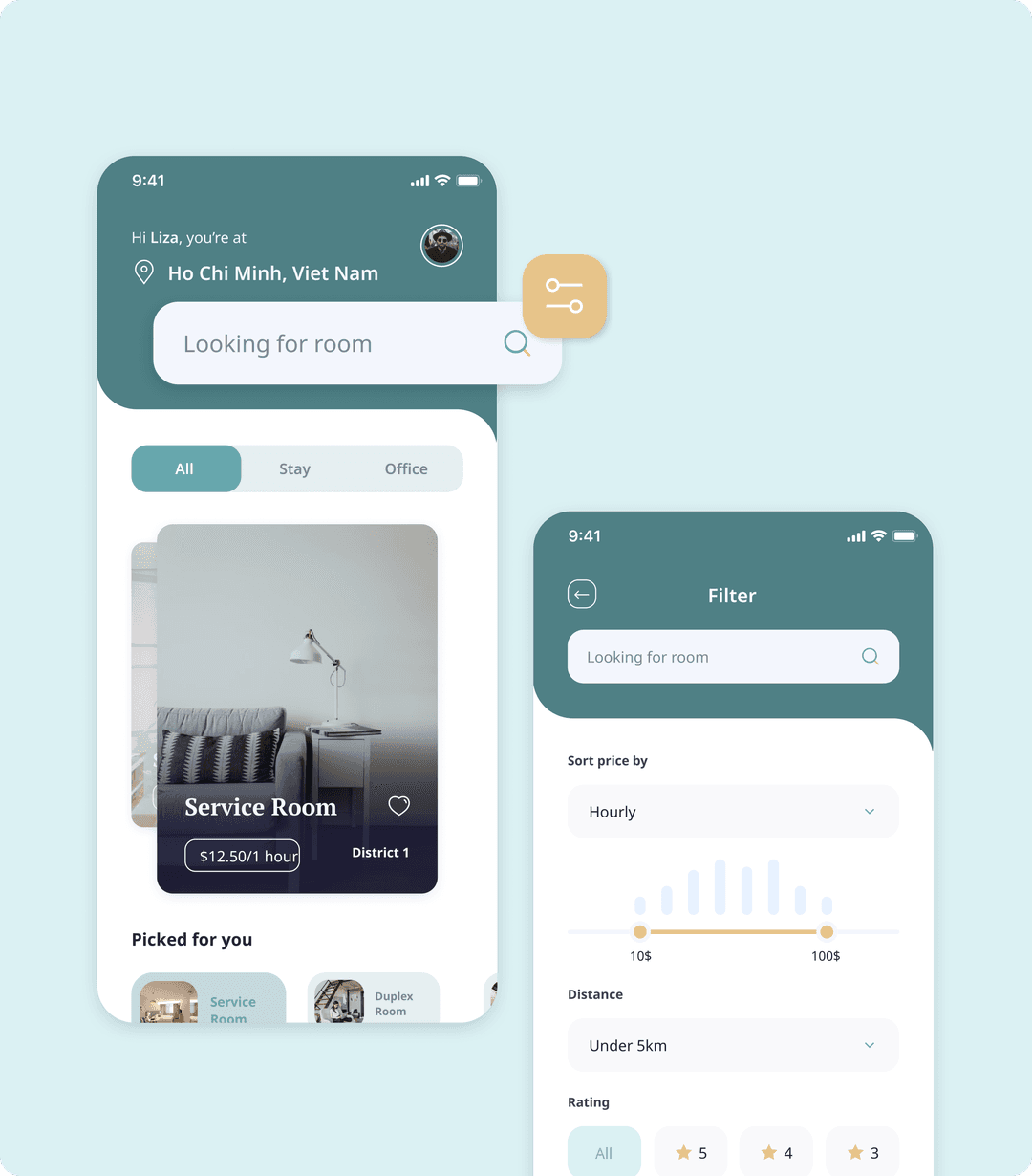E-booking app search feature