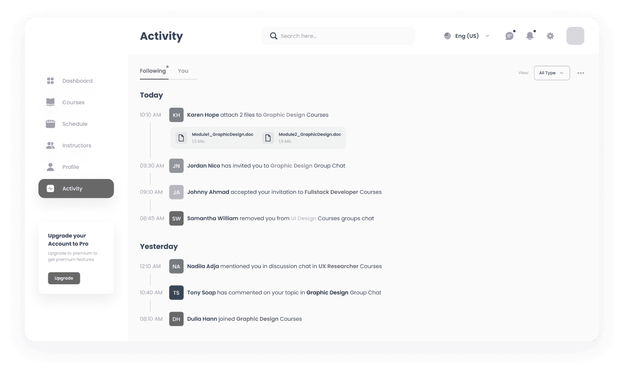 Wireframe of the MySkills activity page
