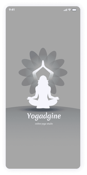Wireframe of the Yogadgine app splash screen