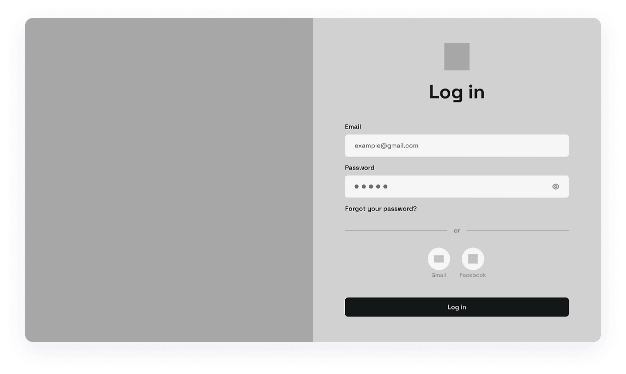 Wireframe of ChatBot login screen