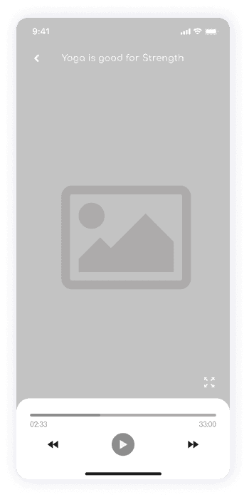 Wireframe of ShareFit app video playback screen