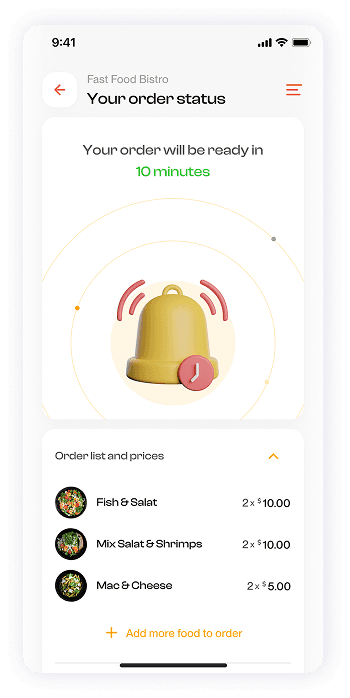 Have Meal app order status screen UI design