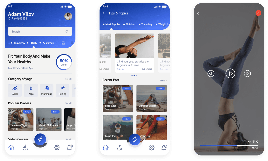 Yoga mobile application design