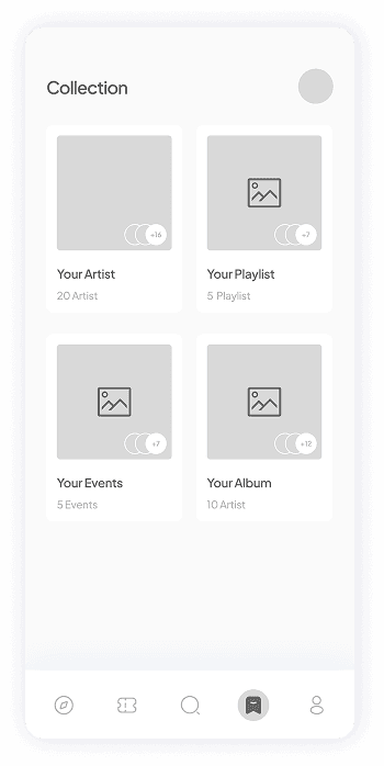 Wireframe of Muzz app collection screen