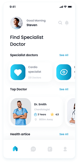 UI design of the E-Doctor app-s specialist doctor search screen