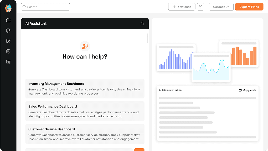 AI assistant dashboard design