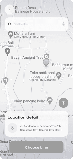 Wireframe of Turveyor map location detail screen