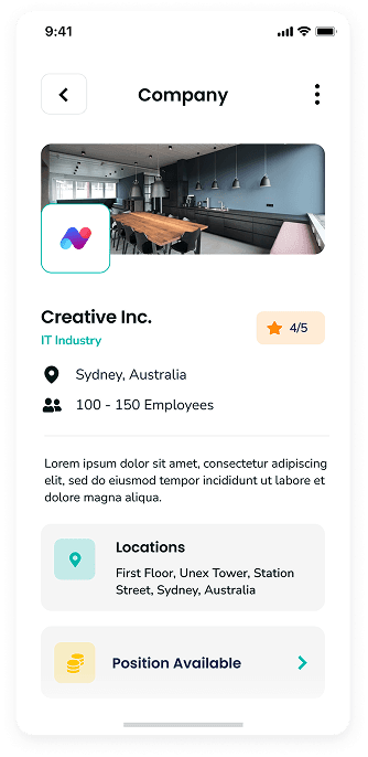 UI design of Rocket app-s company details screen