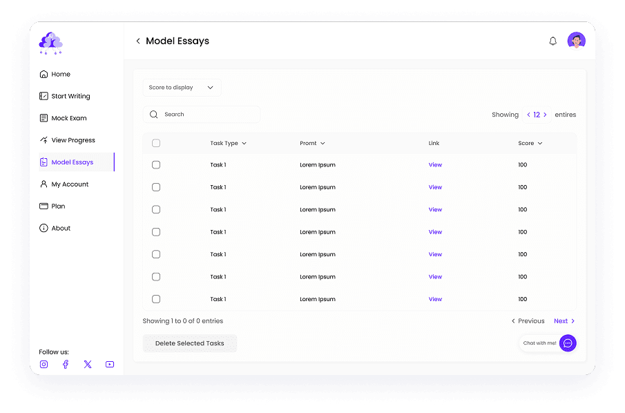 UI design of Writemaster account settings page