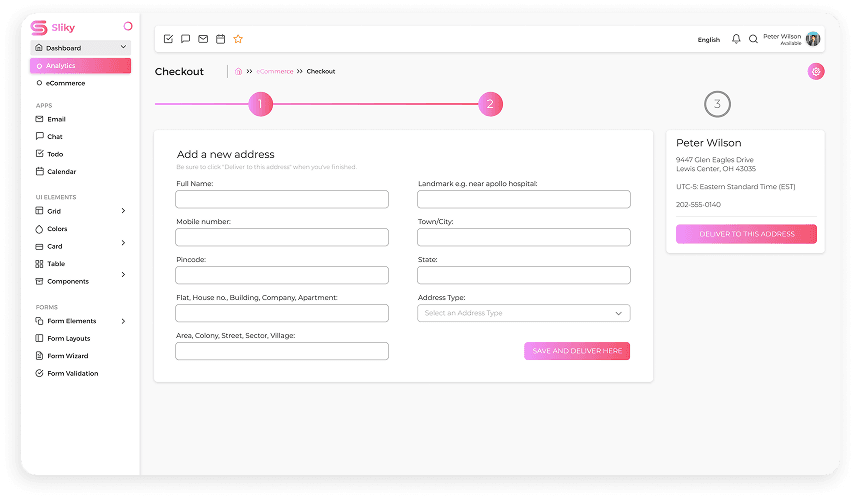 Sliky CRM checkout screen customer information entry