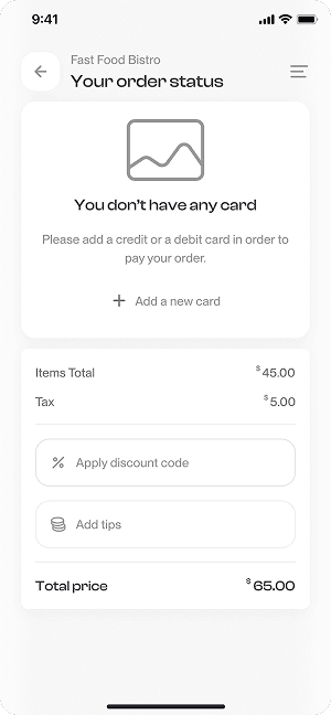 Wireframe of Have Meal’s payment setup screen