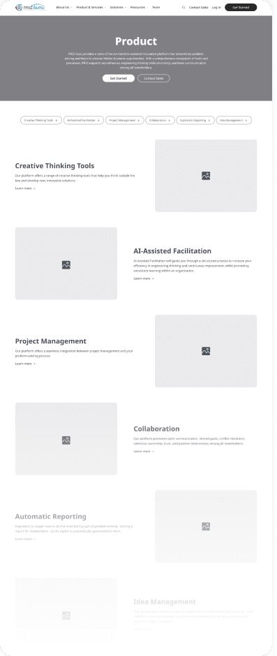 Wireframe of the PrizGuru product page