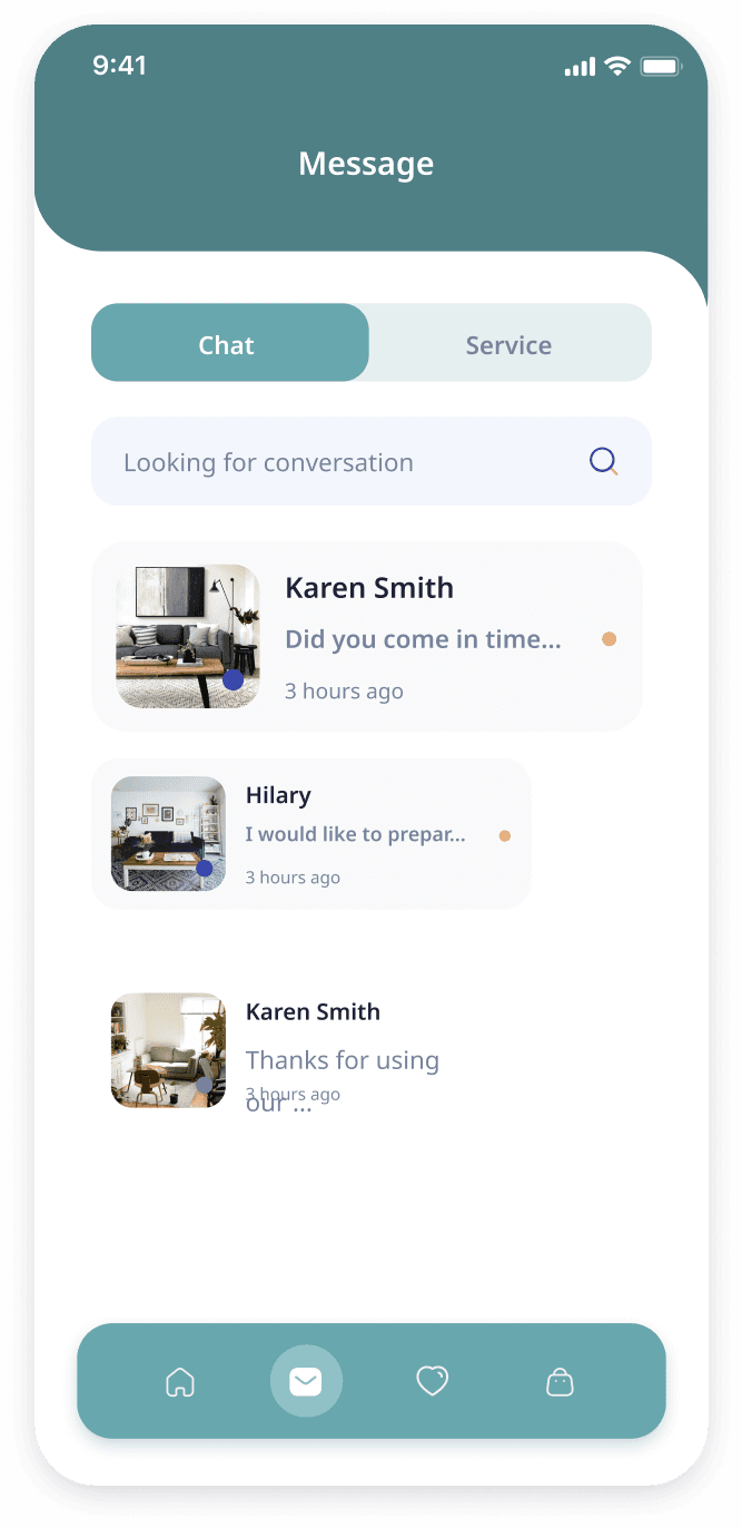 E-booking app chat screen