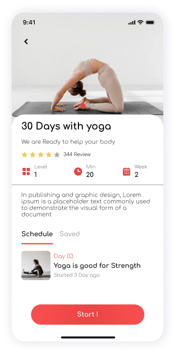 UI design of ShareFit app program details screen