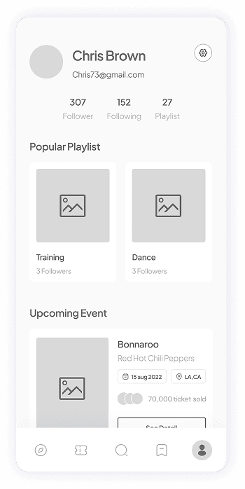 Wireframe of Muzz app user profile screen