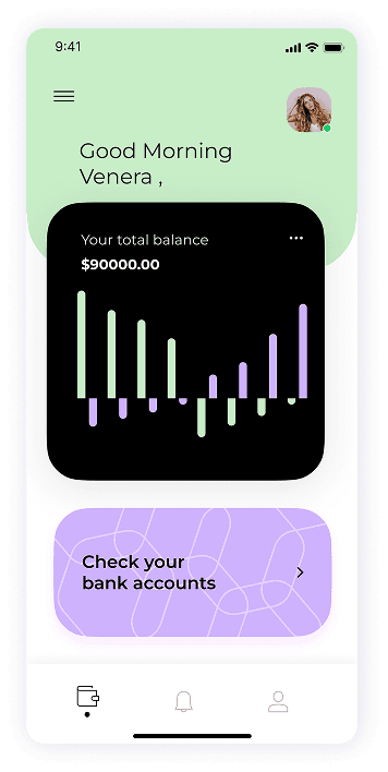 UI design of MoneyPay home screen