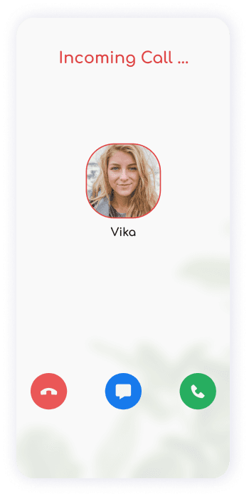UI design of ShareFit app incoming call screen