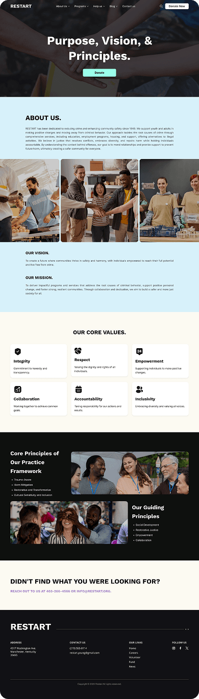 UI design of RESTART purpose page