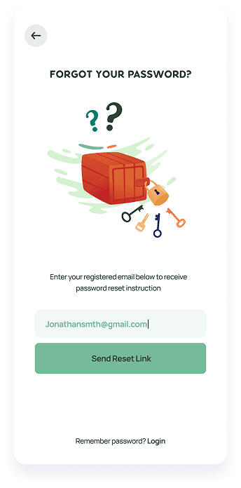 LifeBalance app the password reset screen