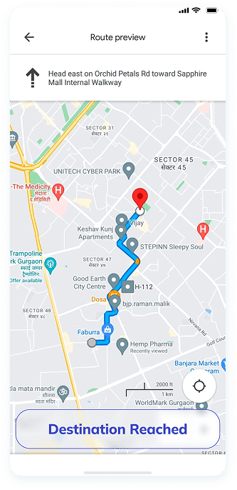 UI design of the VetPet app-s route preview screen