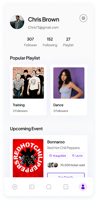 UI design of Muzz app user profile screen
