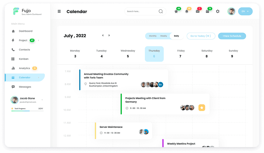 Fujjo Calendar UI design