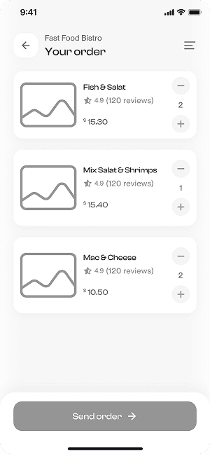 Wireframe of Have Meal’s order summary screen