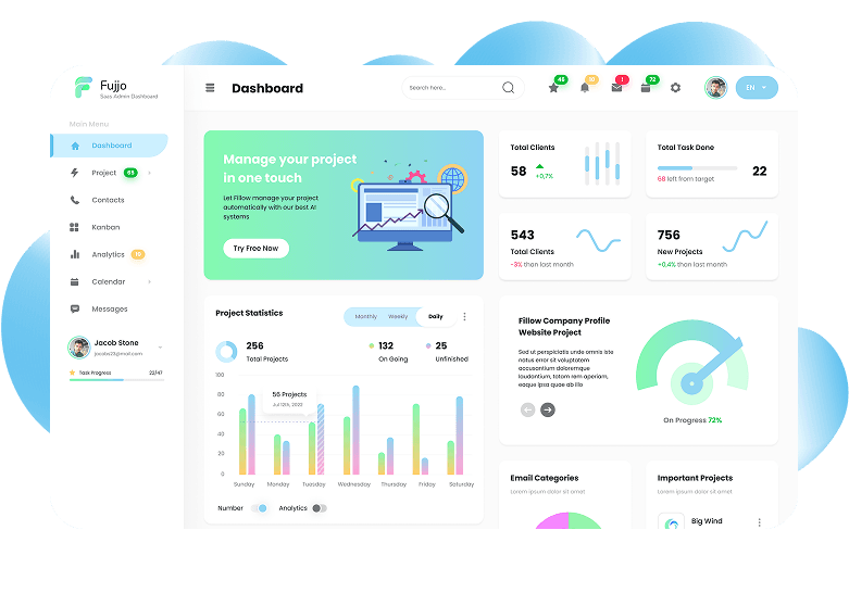 Fujjo project management app design