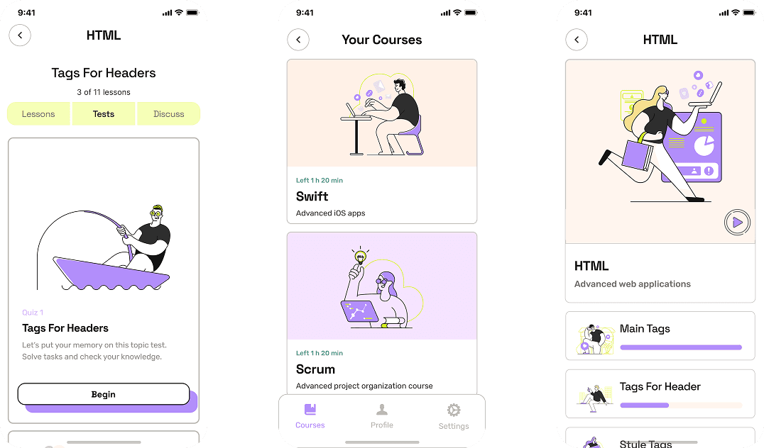 Education mobile app design