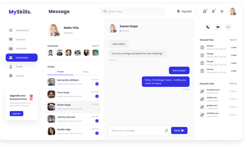 UI design of MySkills messaging page