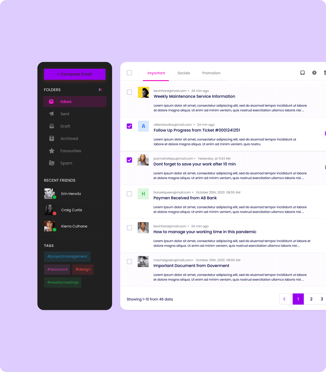 MyMail email management and organization feature