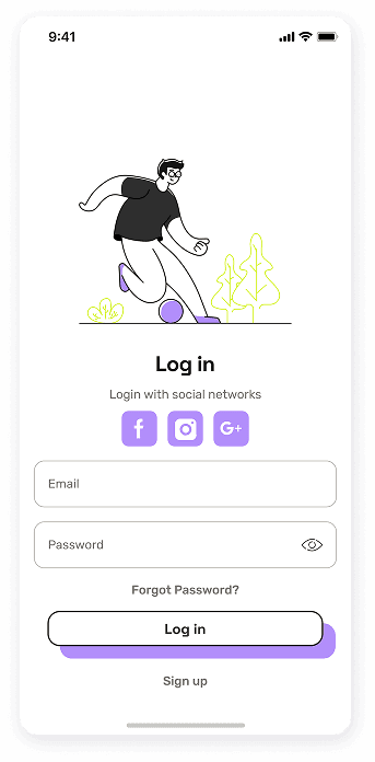 UI design of the EasyCoursy app-s login screen