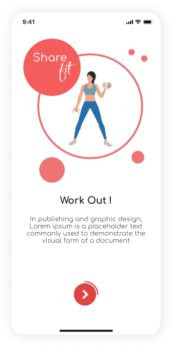 UI design of ShareFit app workout screen