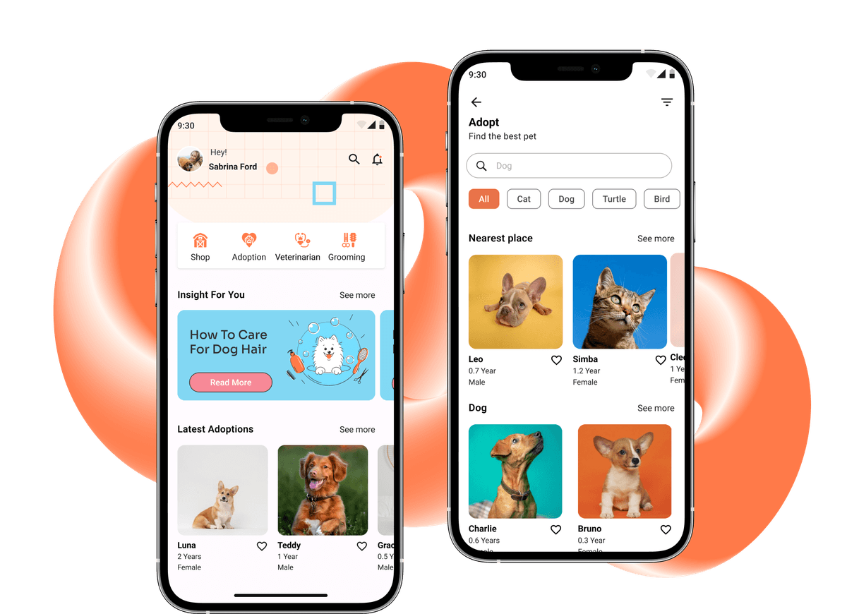 Pet care app design