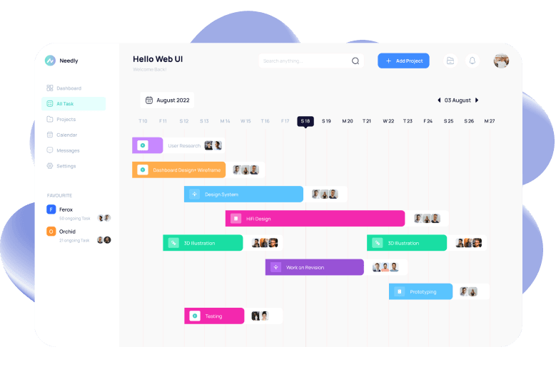 Needly project management tracking app design