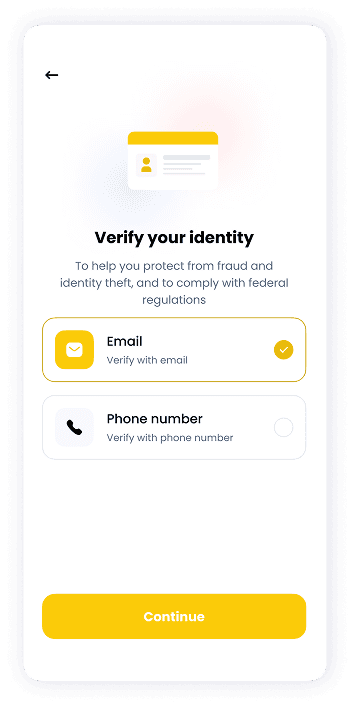NFT Store identity verification screen UI design