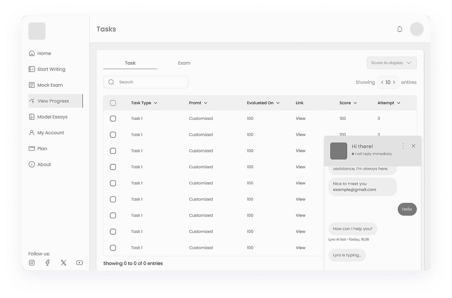 Wireframe of Writemaster task progress screen