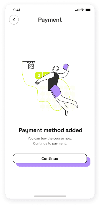 UI design of the EasyCoursy app-s payment confirmation screen