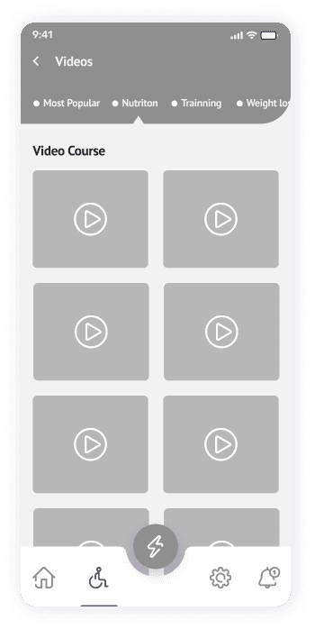 Wireframe of the Yogadgine videos page