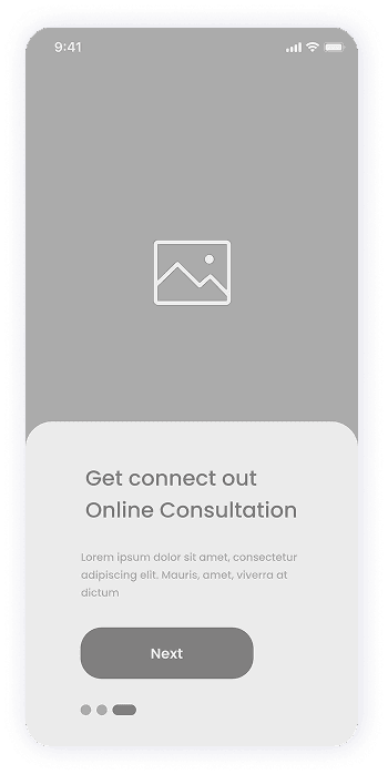 E-Doctor app wireframe promoting online consultation