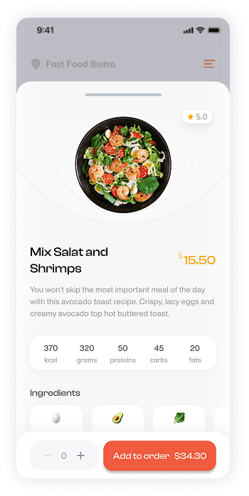 Have Meal app dish details screen UI design