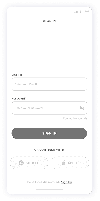 Sign-in screen wireframe of the VetPet app