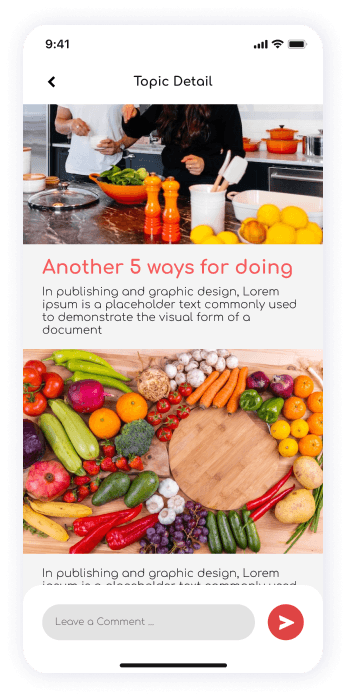 UI design of ShareFit app topic detail screen